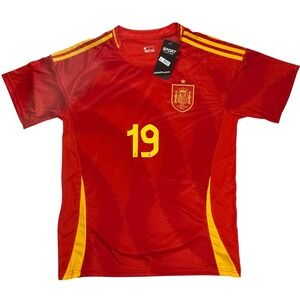 Spain Lamine Yamal 19 Soccer Jersey Red Yellow Mens Large New
